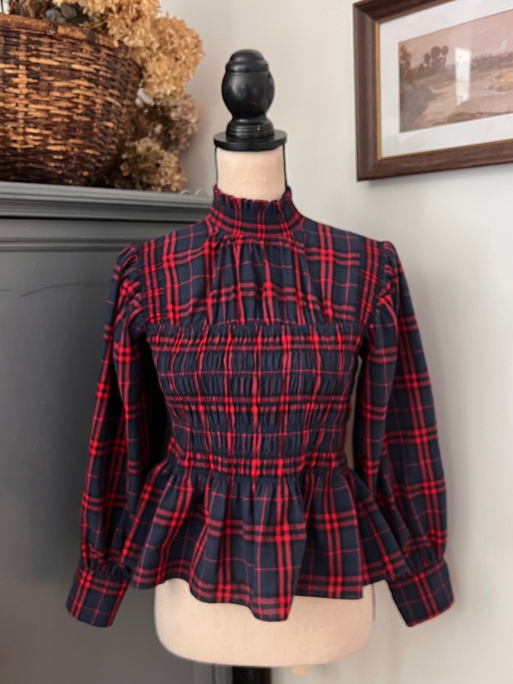 Hunter Bell Loren Top-Navy/Red Plaid - Picture 2 of 3